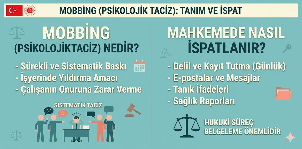 mobbing nasıl ispatlanır, mobbing nedir, iş yerinde mobbing, psikolojik taciz, mobbing davası, mobbing tazminatı, iş yerinde psikolojik taciz, haklı nedenle fesih, manevi tazminat, işçi hakları, iş hukuku avukatı, mobbing delilleri, mobbing şikayeti, psikolojik taciz davası, mobbing mağduru işçi