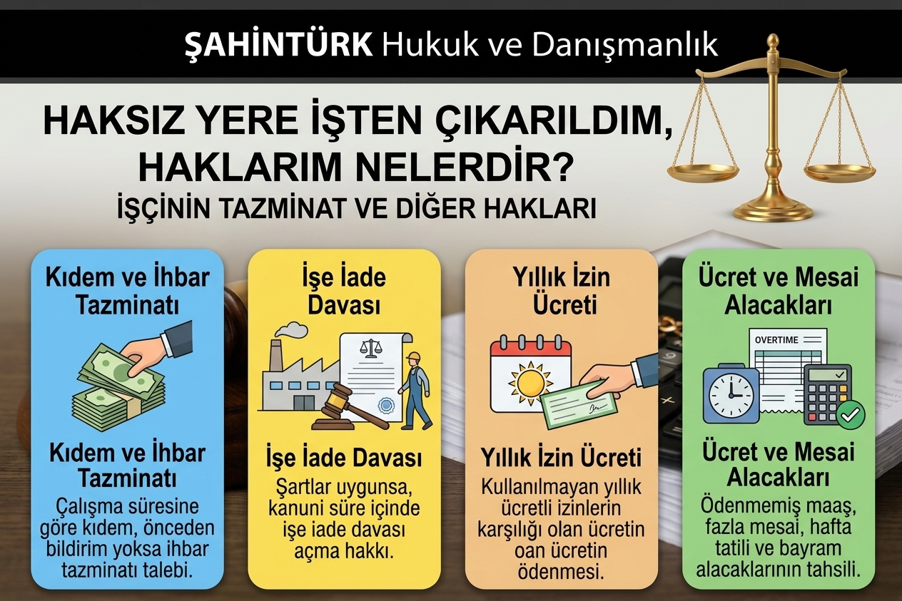 işten çıkarılan işçinin hakları, haksız fesih, kıdem tazminatı, ihbar tazminatı, işe iade davası, işçilik alacakları, işten çıkarılma tazminatı, işe iade davası süresi